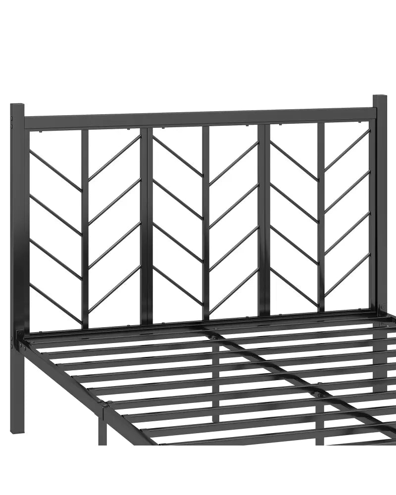 Full Size Platform Bed with Headboard and Metal Frame-Full Size - Black - Simple Bed Frame