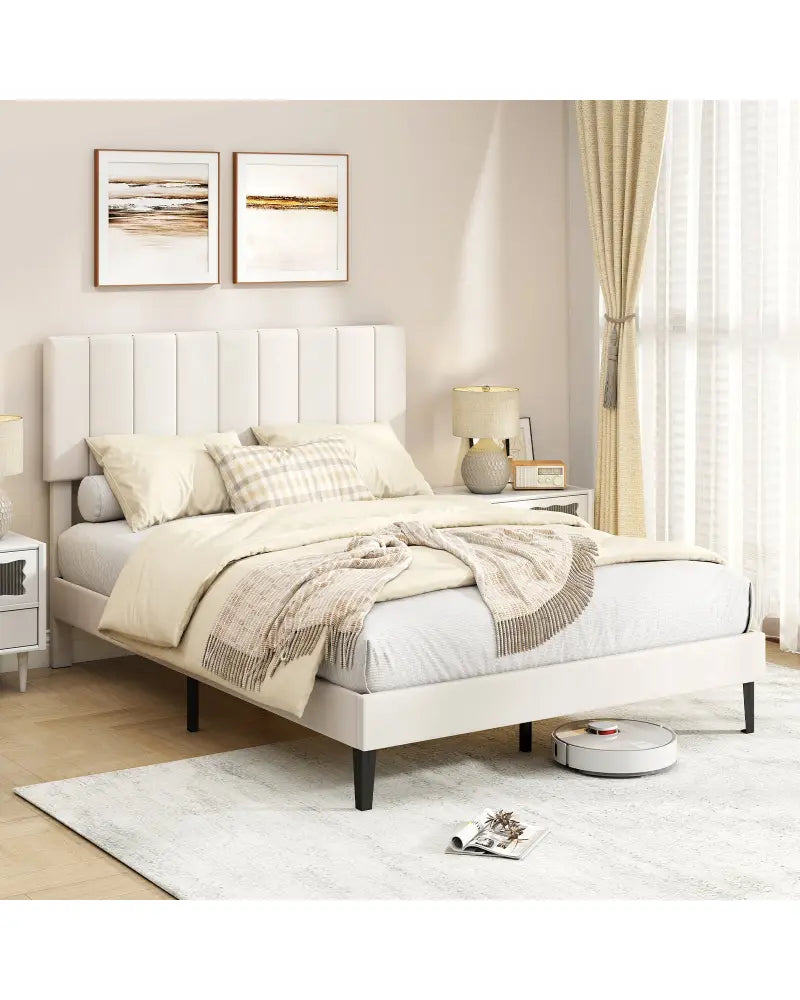 Full Size Velvet Upholstered Platform Bed Frame - Simple Bed Frame