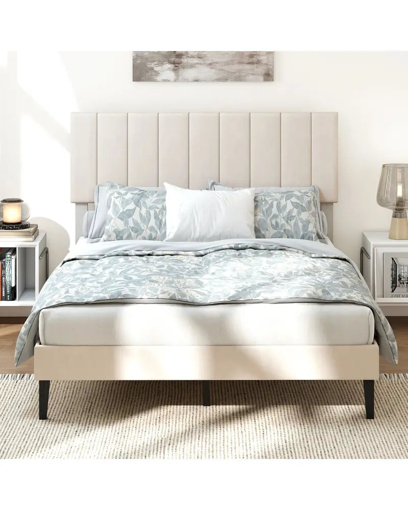 Full Size Velvet Upholstered Platform Bed Frame - Simple Bed Frame