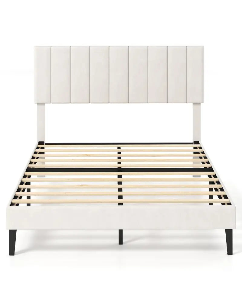 Full Size Velvet Upholstered Platform Bed Frame - Simple Bed Frame
