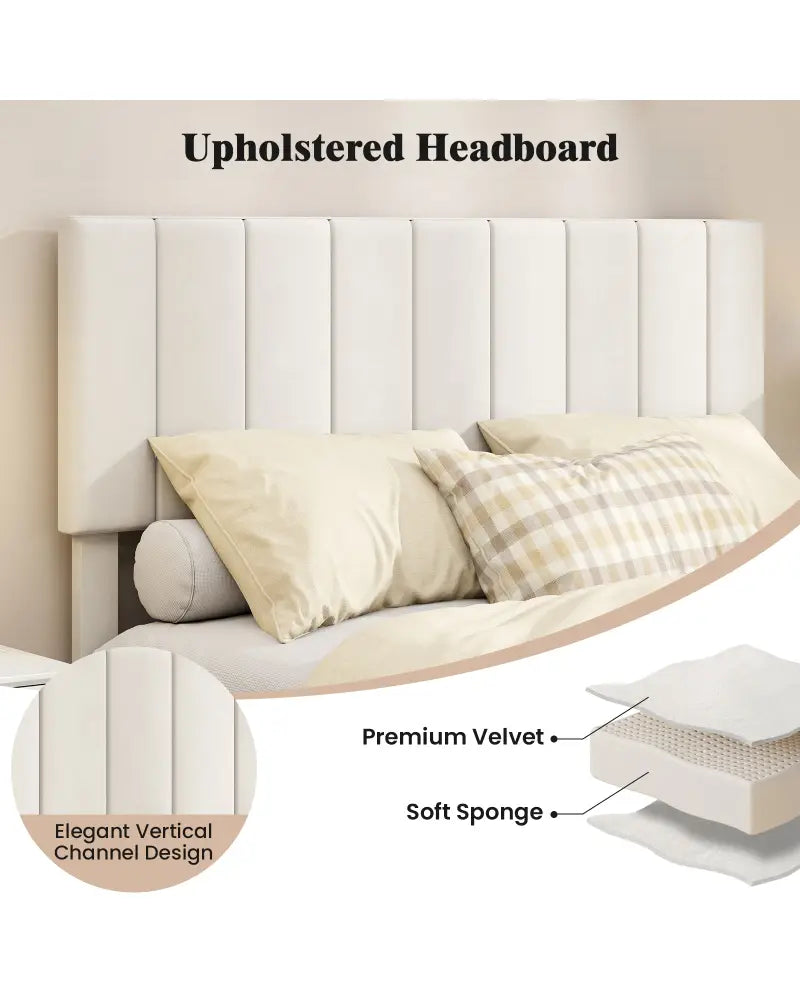 Full Size Velvet Upholstered Platform Bed Frame - Simple Bed Frame