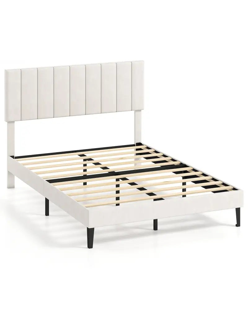 Full Size Velvet Upholstered Platform Bed Frame - Simple Bed Frame
