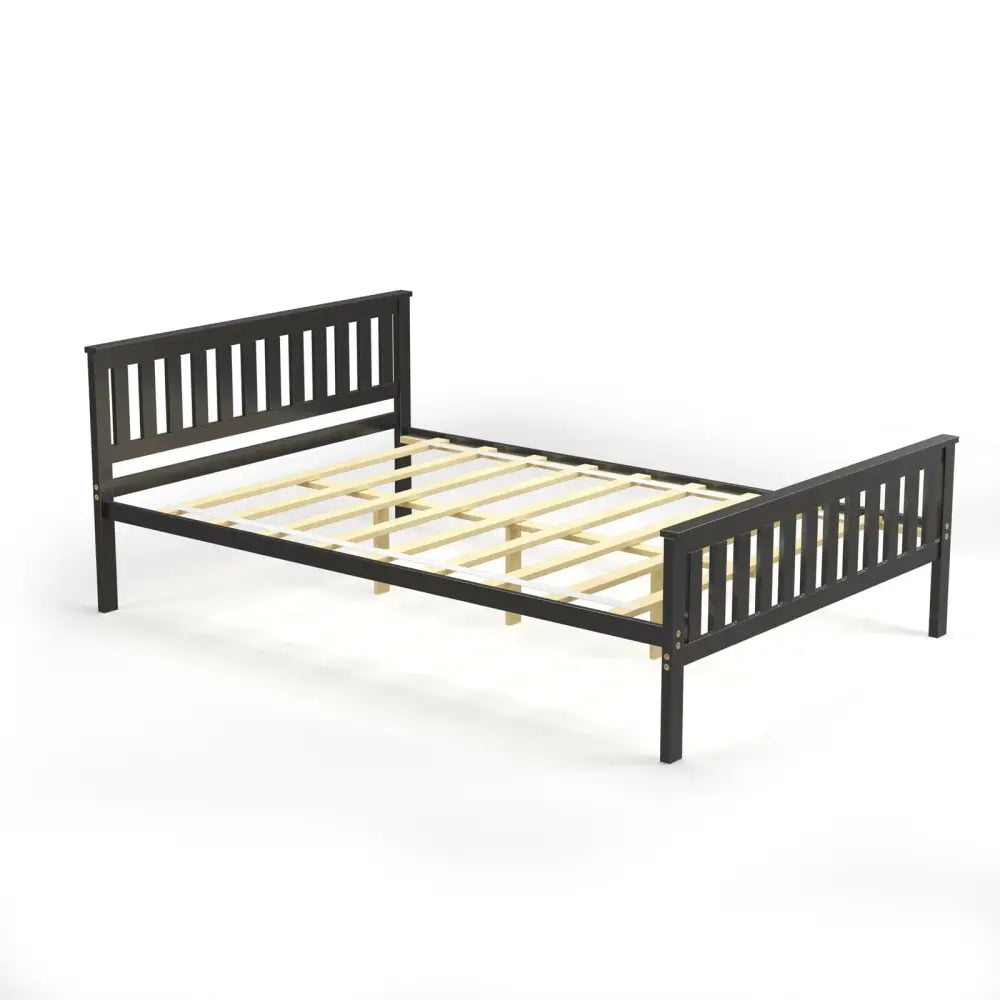 Full Size Wood Platform Bed with Headboard - Espresso - Simple Bed Frame