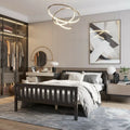 Full Size Wood Platform Bed with Headboard - Espresso - Simple Bed Frame