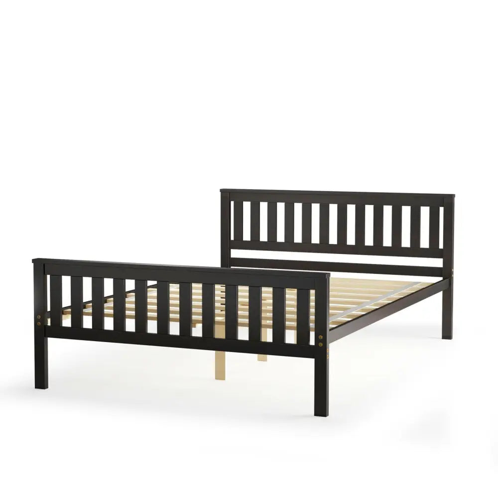 Full Size Wood Platform Bed with Headboard - Espresso - Simple Bed Frame
