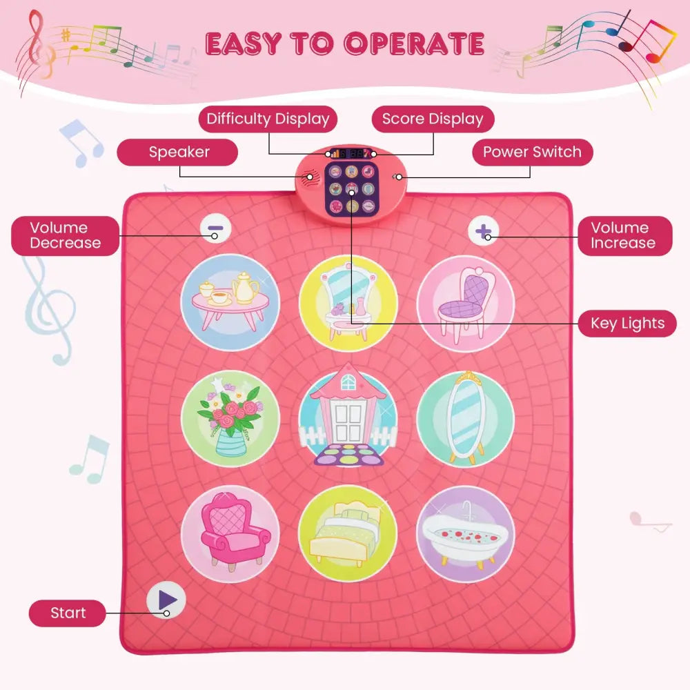 Fun Dance Mat for Kids Dance Pad Game Toy - Pink - Pianos & Keyboards