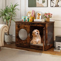 Furniture Style Dog Crate for Small and Medium Dogs with Translucent Window and Lockable Door-Rustic Brown - Rustic