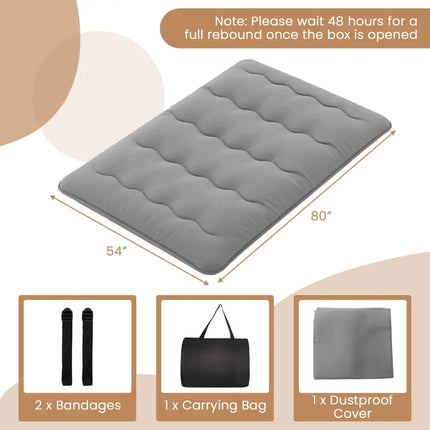 Futon Mattress with Washable Cover and Carry Bag-Full Size - Gray - Mattresses