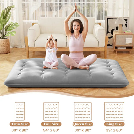 Futon Mattress with Washable Cover and Carry Bag-Full Size - Gray - Mattresses