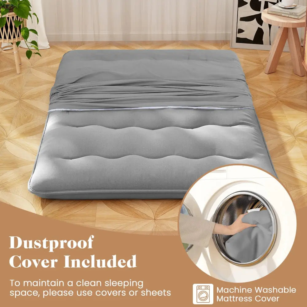 Futon Mattress with Washable Cover and Carry Bag-Full Size - Gray - Mattresses