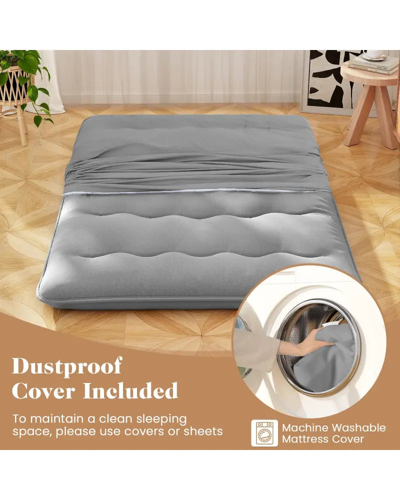 Futon Mattress with Washable Cover and Carry Bag-Full Size - Gray - Mattresses