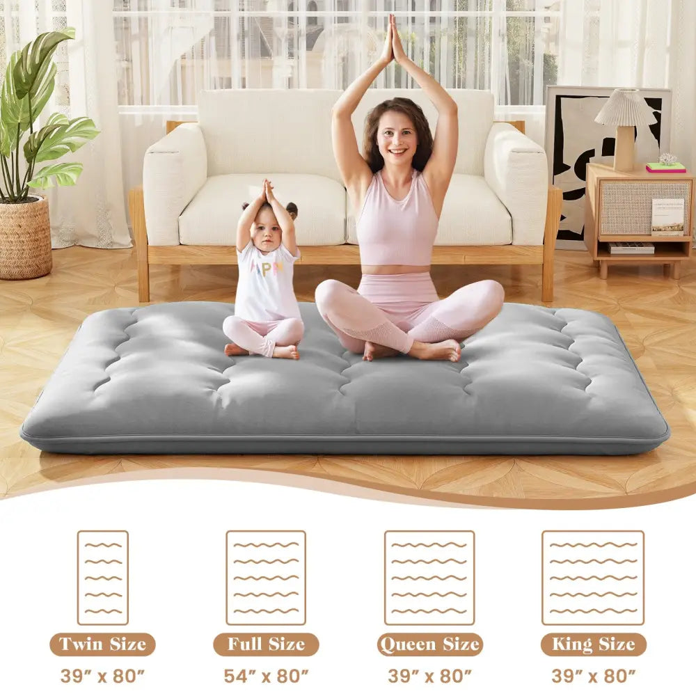 Futon Mattress with Washable Cover and Carry Bag-Full Size - Gray - Mattresses