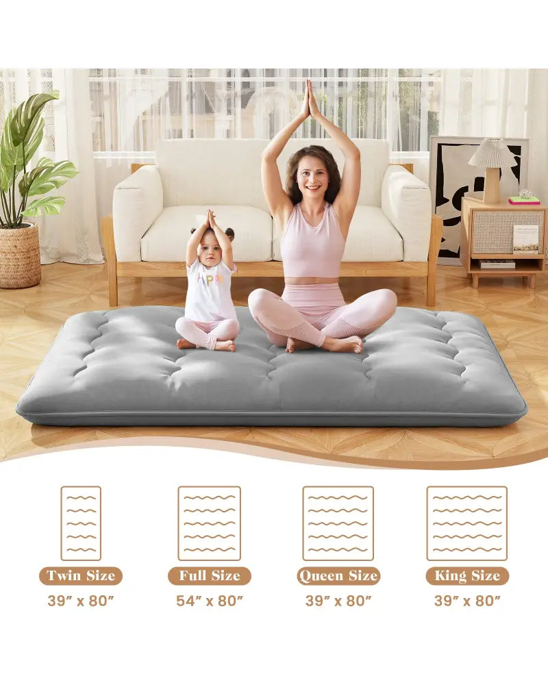 Futon Mattress with Washable Cover and Carry Bag-Full Size - Gray - Mattresses