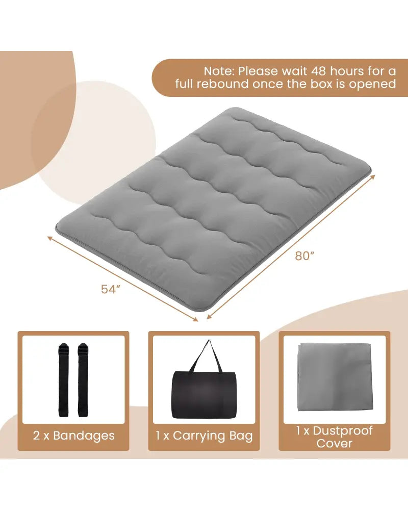 Futon Mattress with Washable Cover and Carry Bag-Full Size - Gray - Mattresses