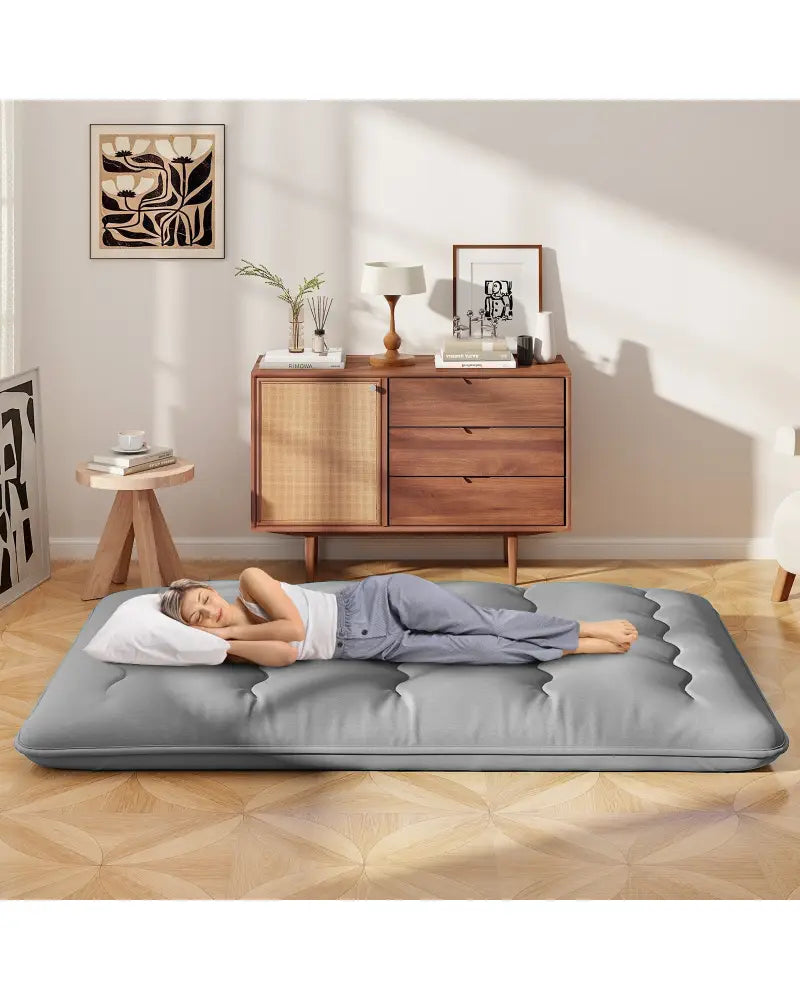 Futon Mattress with Washable Cover and Carry Bag-Full Size - Gray - Mattresses