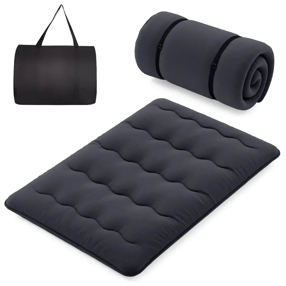 Futon Mattress with Washable Cover and Foldable Mat-Full Size - Black - Mattresses