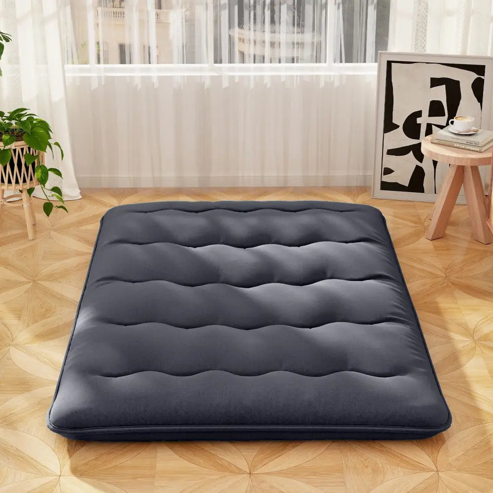 Futon Mattress with Washable Cover and Foldable Mat-Full Size - Black - Mattresses