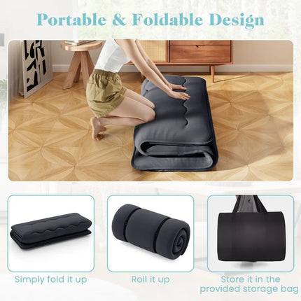 Futon Mattress with Washable Cover and Foldable Mat-Full Size - Black - Mattresses