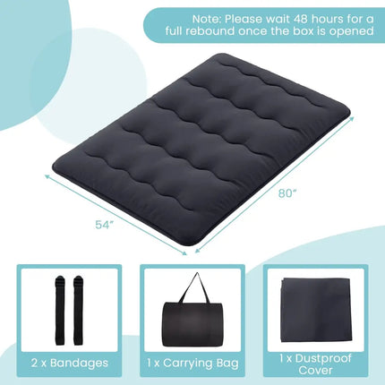 Futon Mattress with Washable Cover and Foldable Mat-Full Size - Black - Mattresses