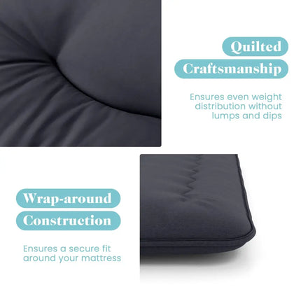 Futon Mattress with Washable Cover and Foldable Mat-Full Size - Black - Mattresses
