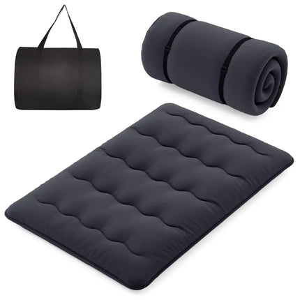 Futon Mattress with Washable Cover and Foldable Mat-Full Size - Black - Mattresses