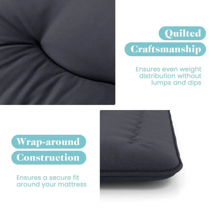 Futon Mattress with Washable Cover and Foldable Mat-King Size - Black - Mattresses