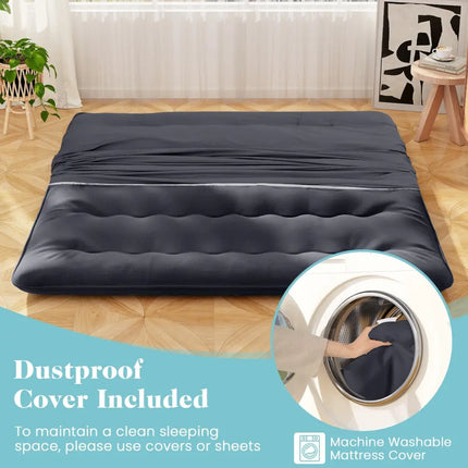 Futon Mattress with Washable Cover and Foldable Mat-King Size - Black - Mattresses