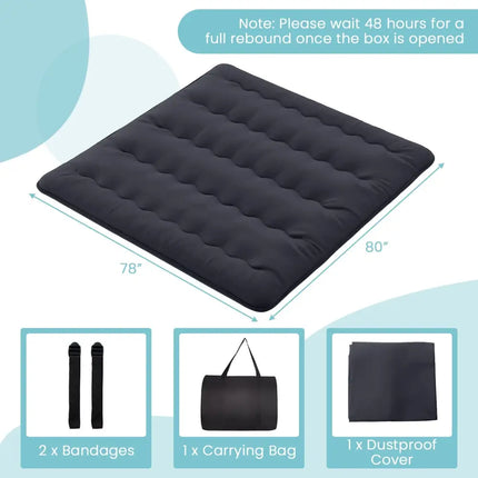 Futon Mattress with Washable Cover and Foldable Mat-King Size - Black - Mattresses
