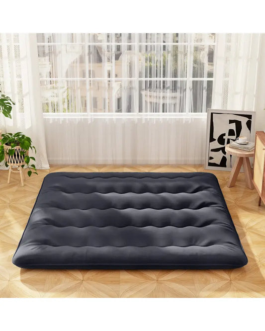 Futon Mattress with Washable Cover and Foldable Mat-King Size - Black - Mattresses