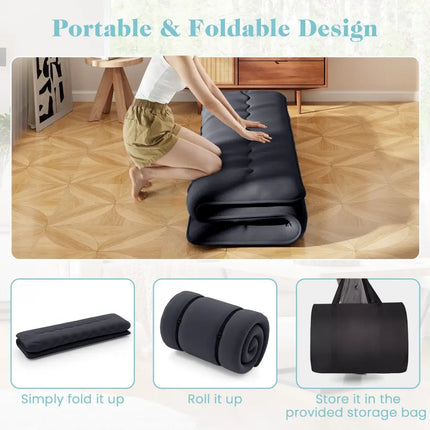 Futon Mattress with Washable Cover and Foldable Mat-King Size - Black - Mattresses