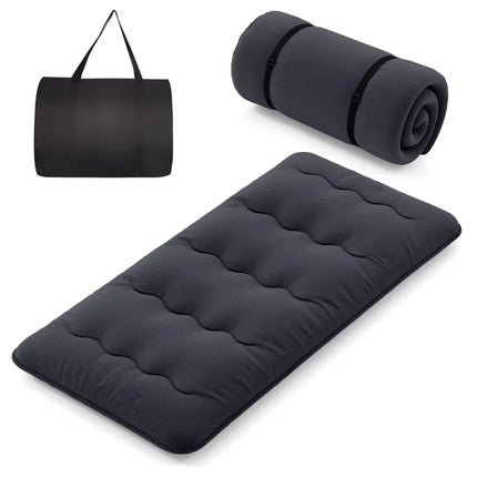 Futon Mattress with Washable Cover and Foldable Mat-Twin Size - Black - Mattresses