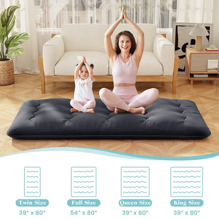 Futon Mattress with Washable Cover and Foldable Mat-Twin Size - Black - Mattresses