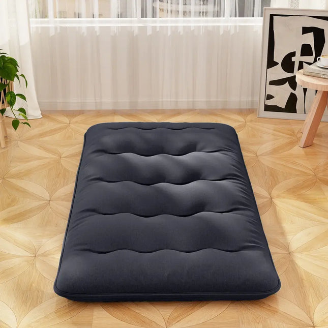 Futon Mattress with Washable Cover and Foldable Mat-Twin Size - Black - Mattresses