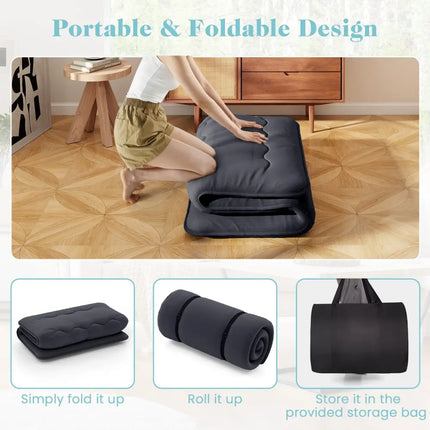 Futon Mattress with Washable Cover and Foldable Mat-Twin Size - Black - Mattresses