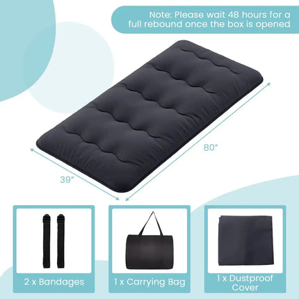 Futon Mattress with Washable Cover and Foldable Mat-Twin Size - Black - Mattresses