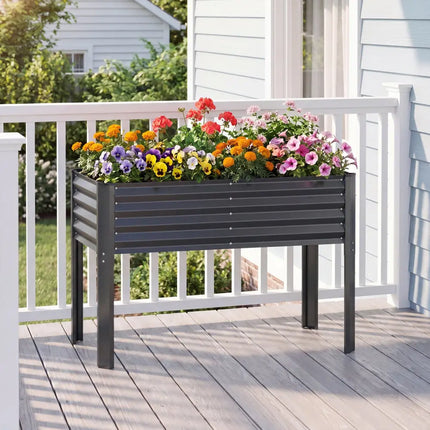 Galvanized Raised Garden Bed with Legs 46’’ x 24’’ x 31’’ Metal Elevated Planter Box-Gray - Gray - Raised Garden Beds