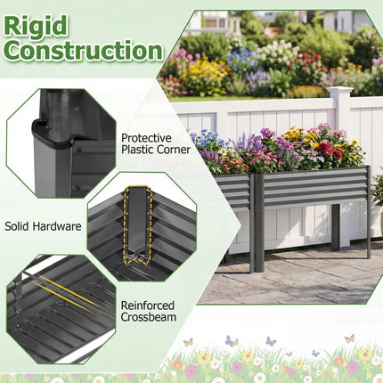 Galvanized Raised Garden Bed with Legs 46’’ x 24’’ x 31’’ Metal Elevated Planter Box-Gray - Gray - Raised Garden Beds
