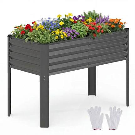 Galvanized Raised Garden Bed with Legs 46’’ x 24’’ x 31’’ Metal Elevated Planter Box-Gray - Gray - Raised Garden Beds