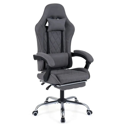 Gaming Chair Height Adjustable Computer Chair with Headrest and Lumbar Support-Gray - Gray - Gaming Chairs