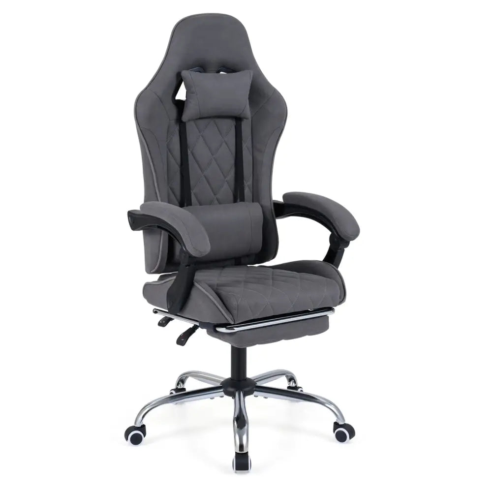 Gaming Chair Height Adjustable Computer Chair with Headrest and Lumbar Support-Gray - Gray - Gaming Chairs