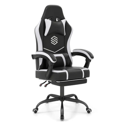 Gaming Chair Height Adjustable Computer Chair with Headrest Ergonomic Office Task Chair-Black - Black - Gaming Chairs