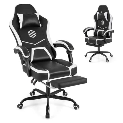 Gaming Chair Height Adjustable Computer Chair with Headrest Ergonomic Office Task Chair-Black - Black - Gaming Chairs