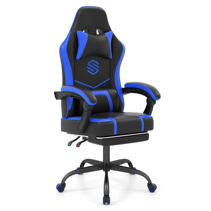 Gaming Chair Height Adjustable Computer Chair with Headrest Ergonomic Office Task Chair-Navy - Navy - Gaming Chairs