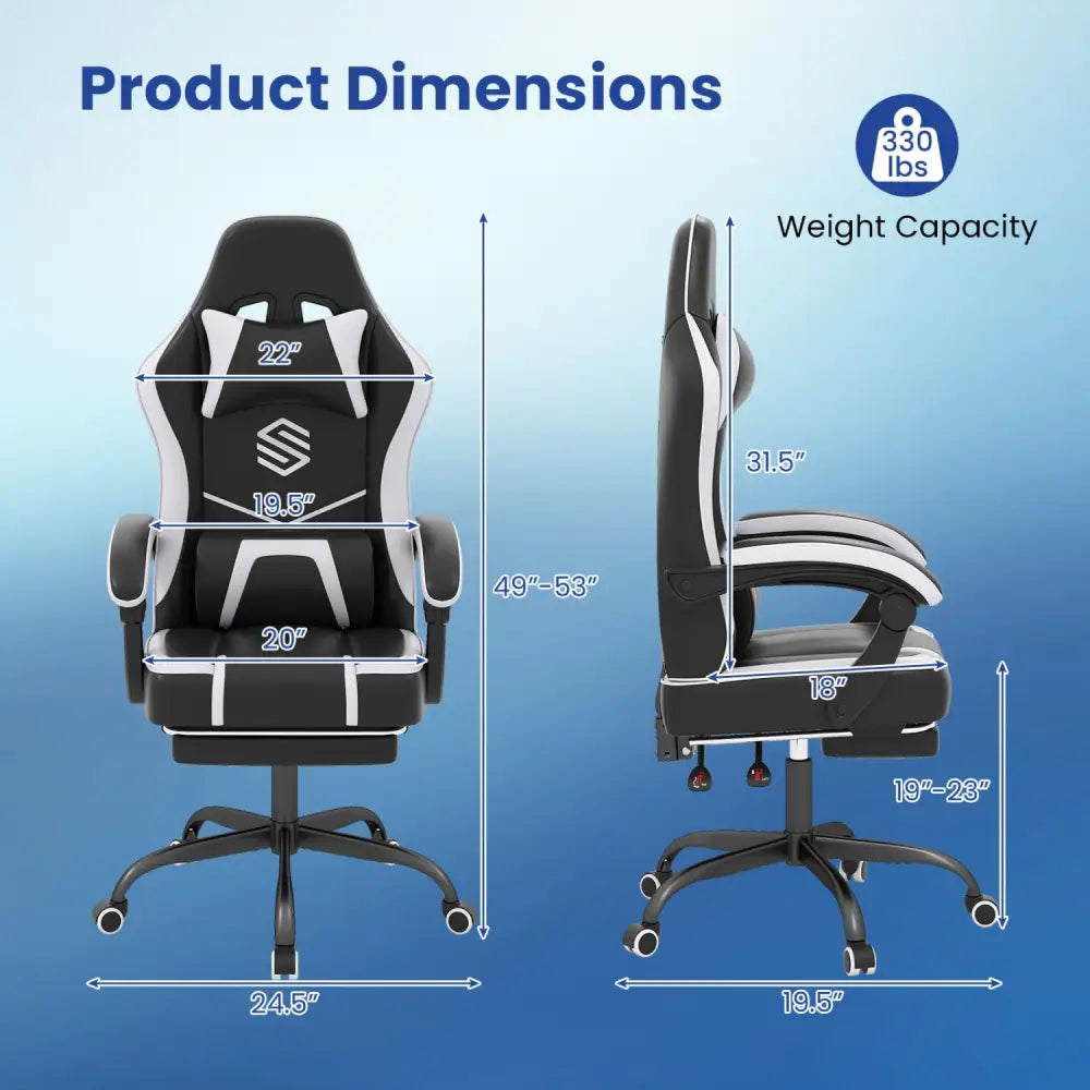 Gaming Chair Height Adjustable Computer Chair with Headrest Ergonomic Office Task Chair-Black - Black - Gaming Chairs