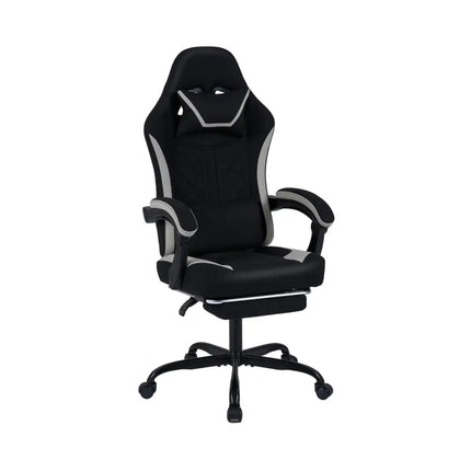 Gaming Chair Height Adjustable Computer Chair with Headrest Footrest & 360° Swivel Seat-Black - Black - Gaming Chairs