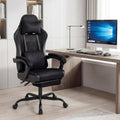 Gaming Chair Height Adjustable Computer Chair with Headrest Lumbar Support Linkage Armrests-Black - Black - Gaming