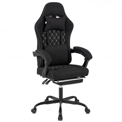Gaming Chair Height Adjustable Computer Chair with Headrest Video Game Chair-Black - Black - Gaming Chairs