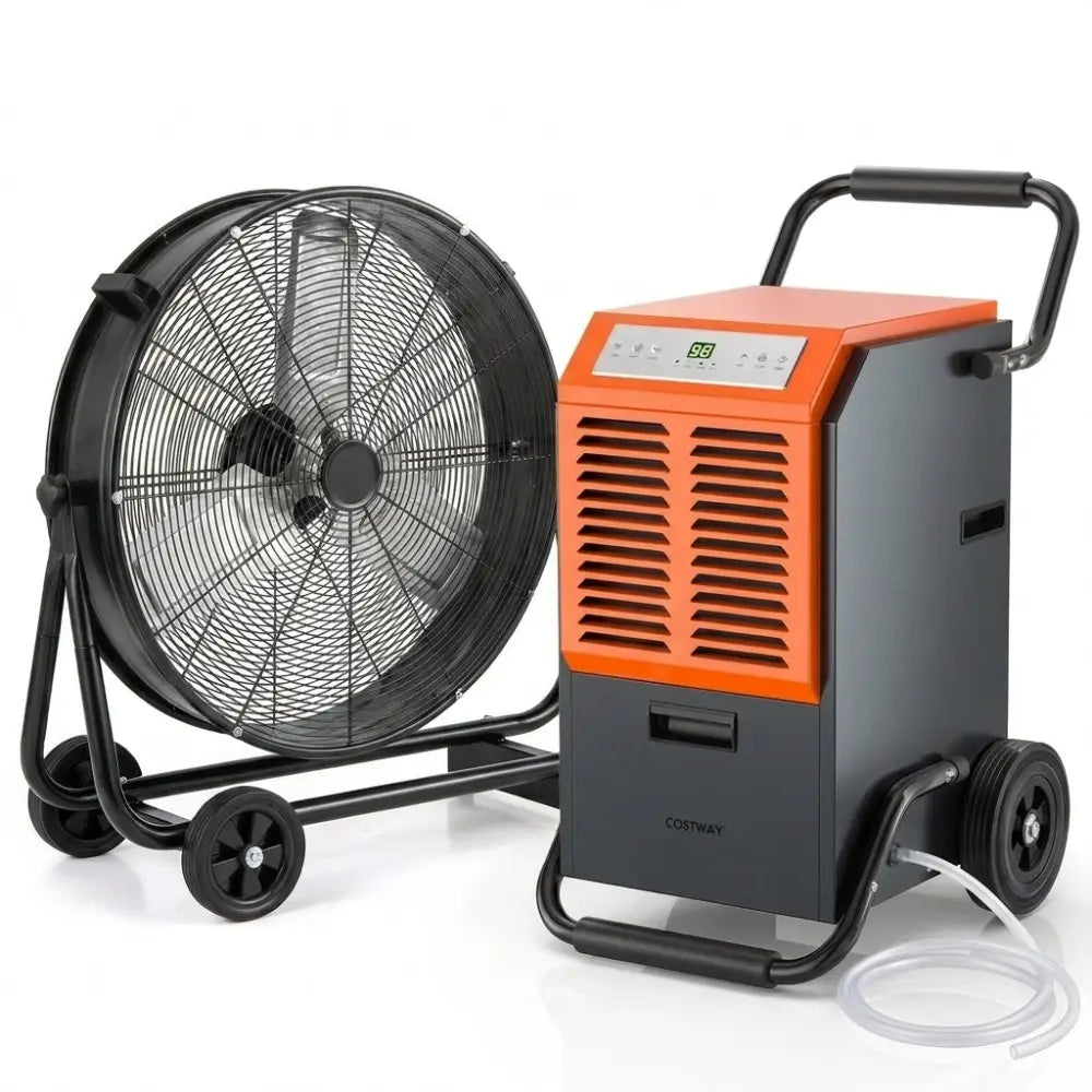 Garage & Warehouse Climate Control Bundle: Dehumidifier + Industrial Drum Fan - Climate Control Appliances