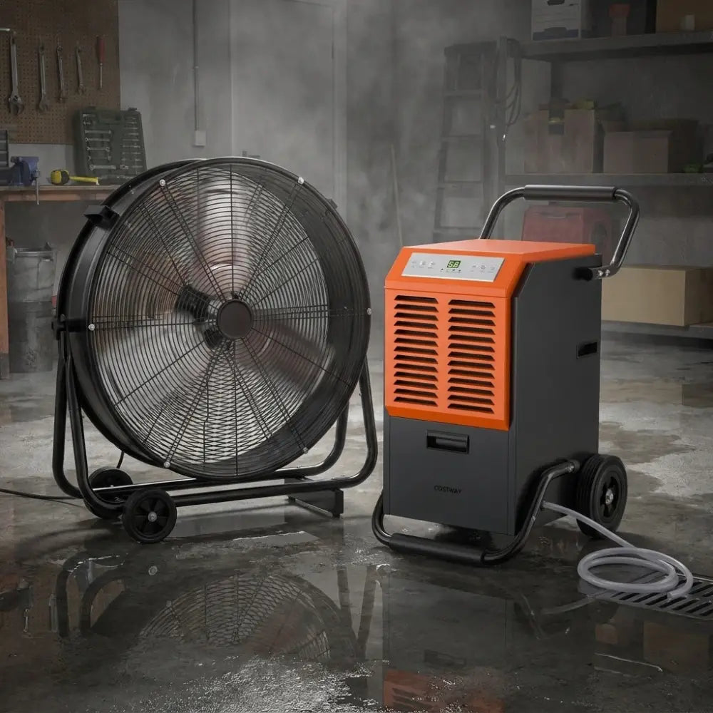 Garage & Warehouse Climate Control Bundle: Dehumidifier + Industrial Drum Fan - Climate Control Appliances