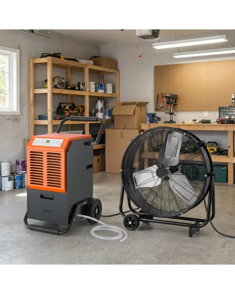 Garage & Warehouse Climate Control Bundle: Dehumidifier + Industrial Drum Fan - Climate Control Appliances